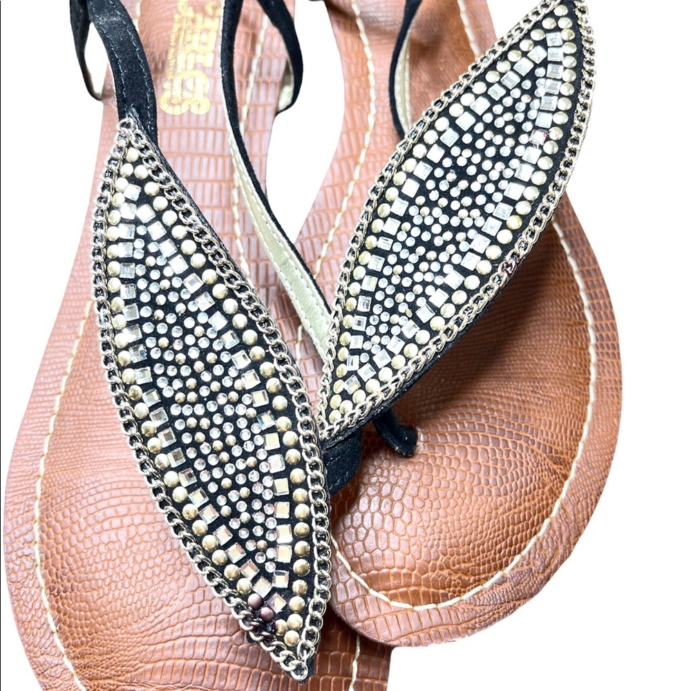 Carlos by Carlos Santana Rhinestone & Beaded Feather Sandals